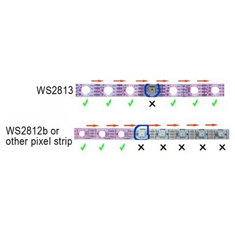 Світлодіодна стрічка RGB SMD5050, WS2813 (чорна, з управлінням, IP20, 5 В, 144 діодів/м, 1 м) Прев'ю 4