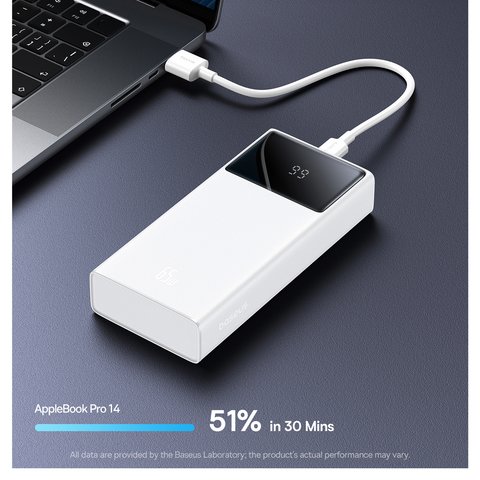 Power bank Baseus Star-Lord Digital, 20000 мАг, 65 Вт, білий, Power Delivery (PD), #P10022906213-00 Прев'ю 2