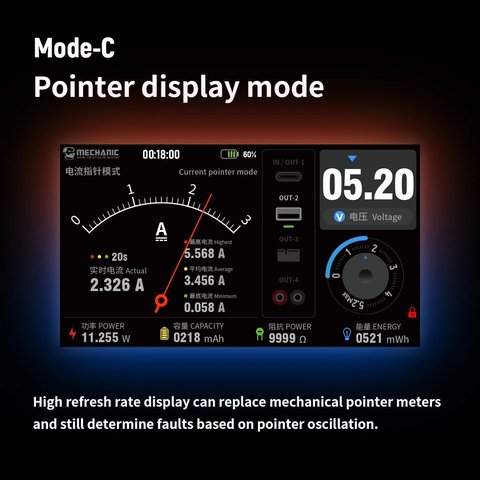Лабораторный блок питания Mechanic Power Box 2.0, 45W, Type-C, PD, 12 V, 5A (портативний, акумулятор 10000mAh) Превью 9