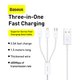 USB кабель Baseus Superior, USB тип-C, USB тип-A, micro-USB тип-B, Lightning, 150 см, 3,5 А, білий, силіконовий, 3 в 1, #CAMLTYS-02 Прев'ю 2