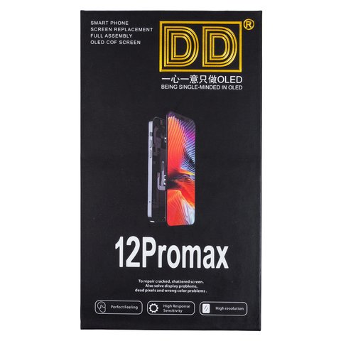 Pantalla LCD puede usarse con iPhone 12 Pro Max, negro, con marco, HC, sin microchip, (OLED), DD-OLED Vista previa  1