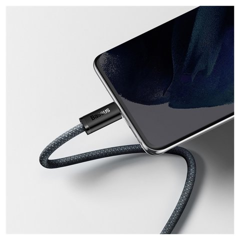 USB кабель Baseus Dynamic Series, 2xUSB тип-C, 100 см, 100 Вт, серый, в нейлоновой оплетке, #CALD000216 Превью 2