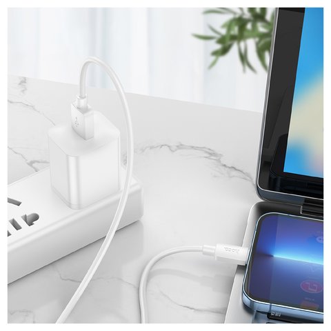 USB кабель Hoco X96, USB тип-A, Lightning, 100 см, 2,4 А, белый, #6931474799074 Превью 1