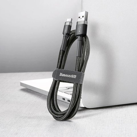 USB кабель Baseus Cafule, USB тип-C, USB тип-A, 300 см, 2 A, чорний, #CATKLF-UG1 Прев'ю 3