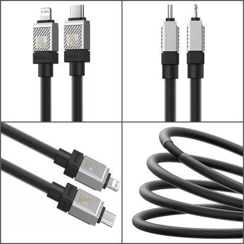 USB кабель Baseus Coolplay Series, USB тип-C, Lightning, 100 см, 20 Вт, чорний, силіконовий, #CAKW000001 Прев'ю 1