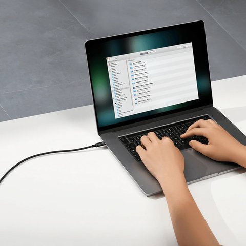 USB кабель Baseus Tungsten Gold, 2xUSB тип-C, 200 см, 240 Вт, чорний, в нейлоновому обплетенні, #CAWJ040101 Прев'ю 6